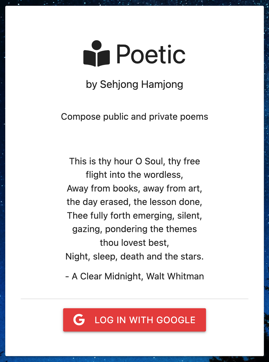 Poetic Google OAuth2.0 App Preview