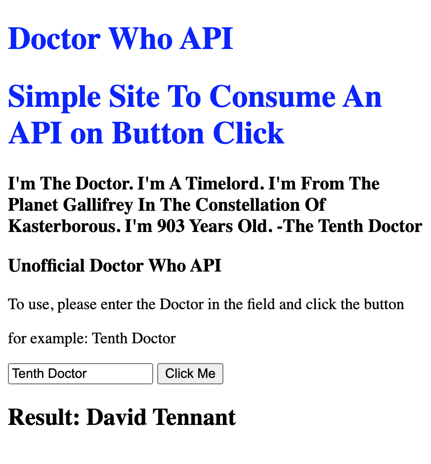 Simple Doctor Who API Preview